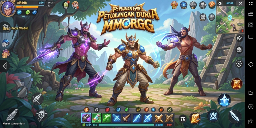 Screenshot gameplay AIR168 menampilkan pertempuran seru di dunia MMORPG.