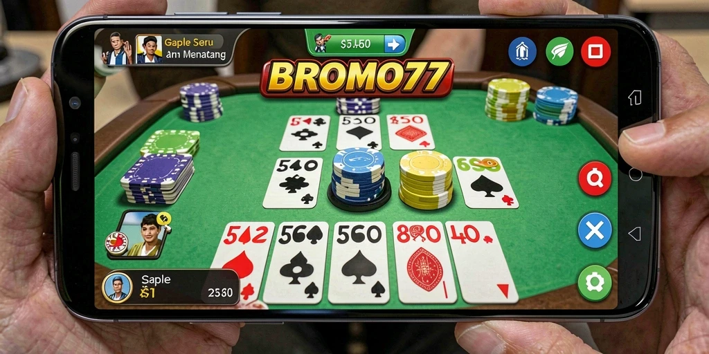 Tampilan seru dari gameplay Gaple di BROMO77.