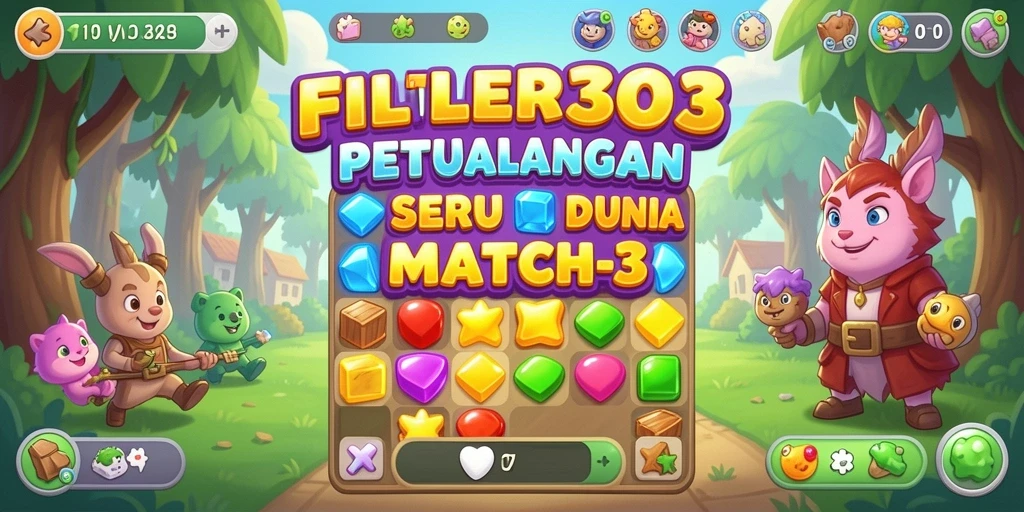 Gameplay seru FILTER303 dengan tantangan Match-3 yang menarik.