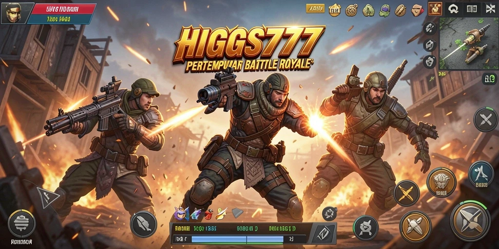 Tangkapan layar gameplay HIGGS777 menampilkan aksi pertempuran yang mendebarkan.