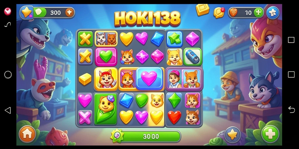 Gameplay menarik HOKI138 penuh warna dan tantangan Match-3.