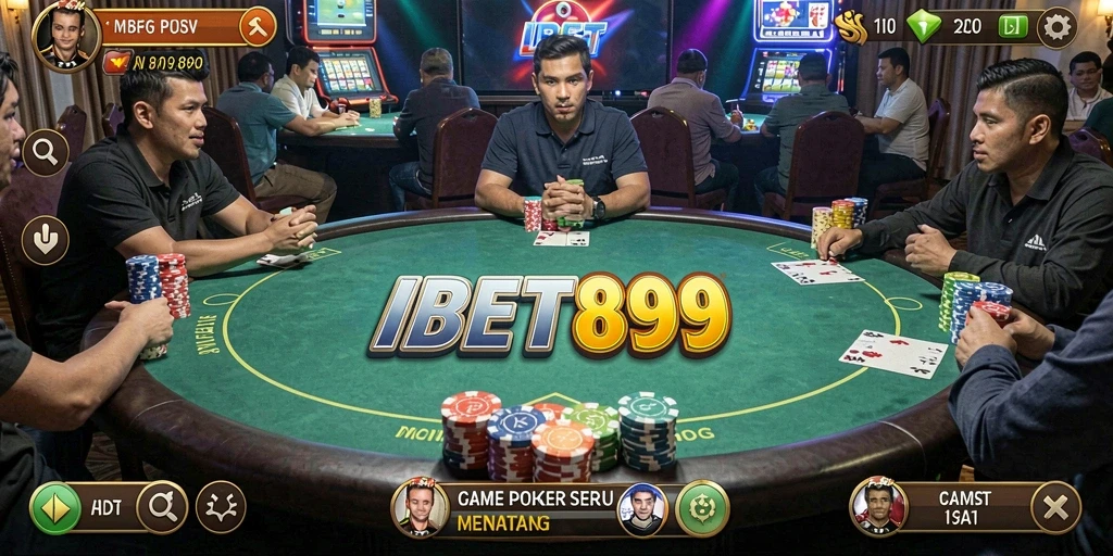 Tampilan seru dari gameplay poker di IBET899.