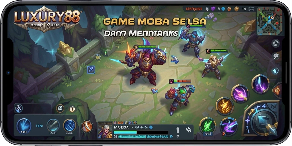 Screenshot gameplay LUXURY88 yang menampilkan aksi seru pertarungan MOBA.