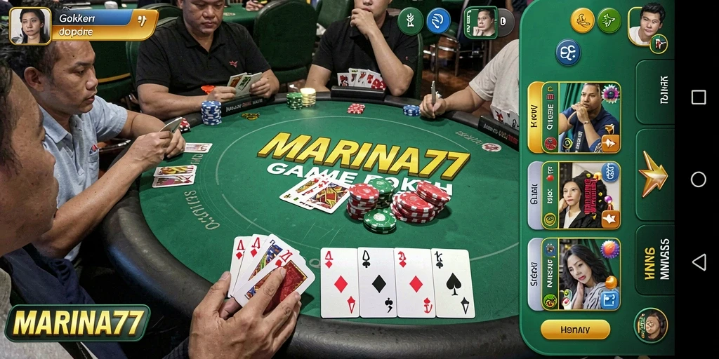 Screenshot gameplay MARINA77 menampilkan momen intens permainan Poker.