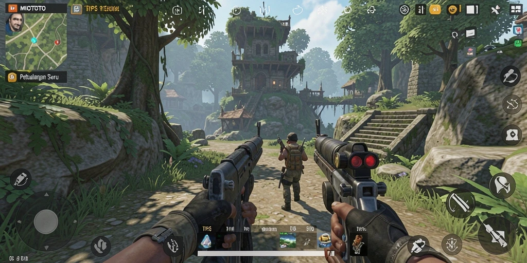 Tampilan gameplay seru di MIOTOTO dengan aksi menembak yang mendebarkan.
