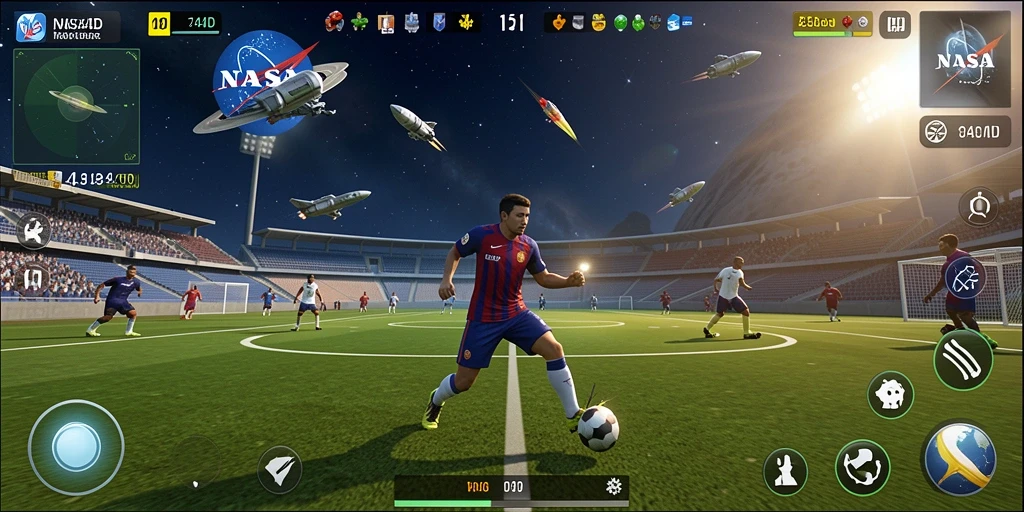 Screenshot menunjukkan gameplay yang intens di <strong>NASA4D</strong>, dengan aksi olahraga yang mendebarkan.