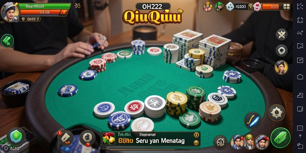 Tampilan gameplay menegangkan dari permainan QiuQiu OH222.