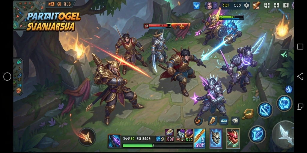Screenshot menunjukkan aksi seru dalam game MOBA PARTAITOGEL.