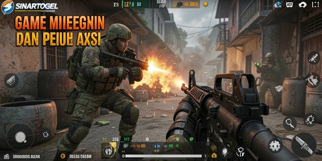Screenshot gameplay SINARTOGEL menampilkan aksi tembak-menembak yang intens.