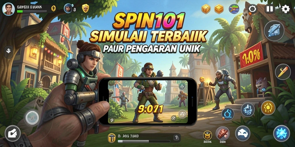Tampilan utama gameplay SPIN101 yang menampilkan elemen simulasi yang menarik.