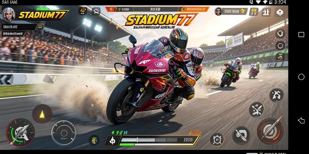 Gameplay seru balapan motor di STADIUM77.
