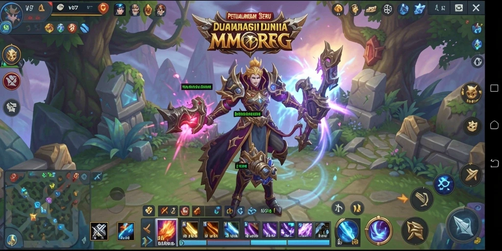 Screenshot menampilkan aksi seru dalam gameplay MMORPG V87.