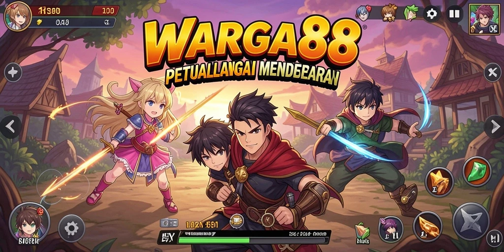 Tampilan gameplay WARGA88 dengan karakter anime beraksi.